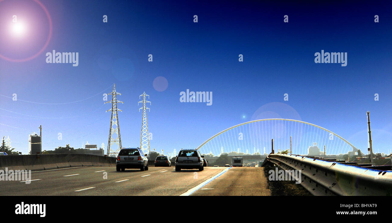 L'Italia, Emilia Romagna, Reggio Emilia, austostrada del sole (autostrada), Santiago Calatrava bridge Foto Stock