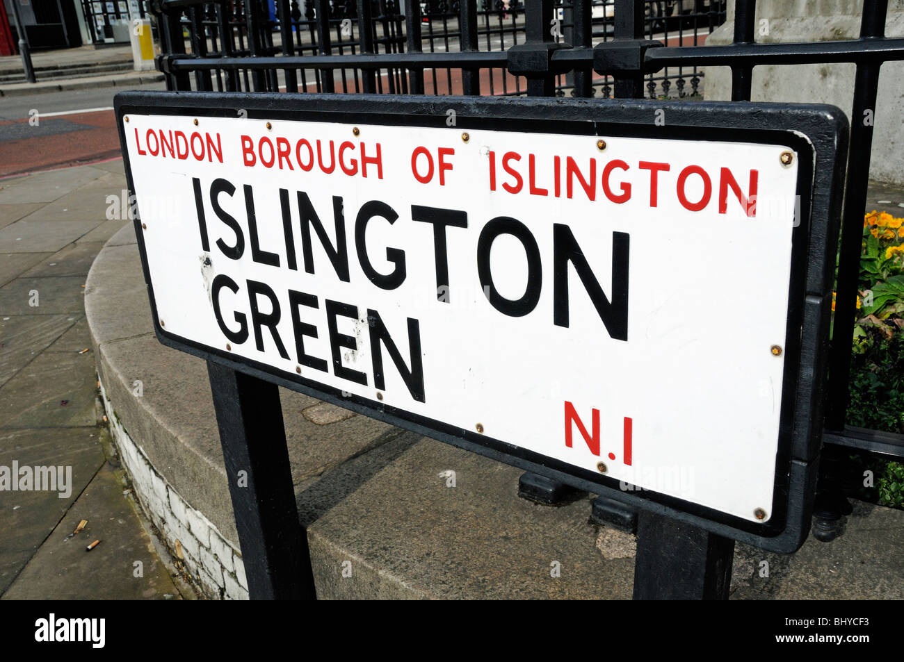 Islington Green N1, London Borough di Islington strada segno, England Regno Unito Foto Stock