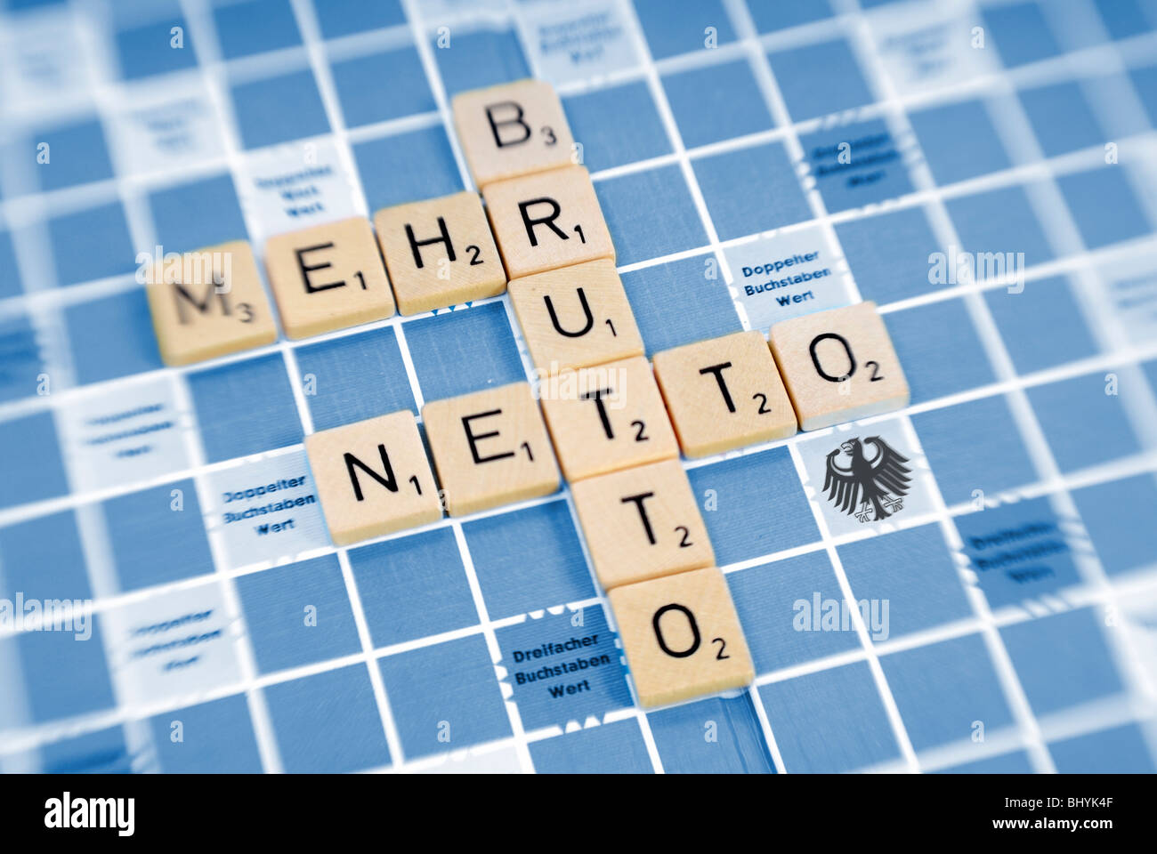 Le parole lordo - net composta di piastrelle, Symbolphoto tax Foto Stock