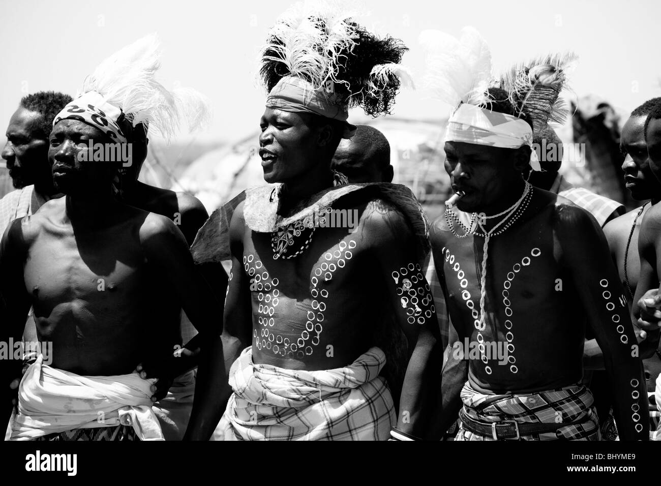 Samburu locale Tribe tradizionale danza, Kenya, Africa orientale Foto Stock