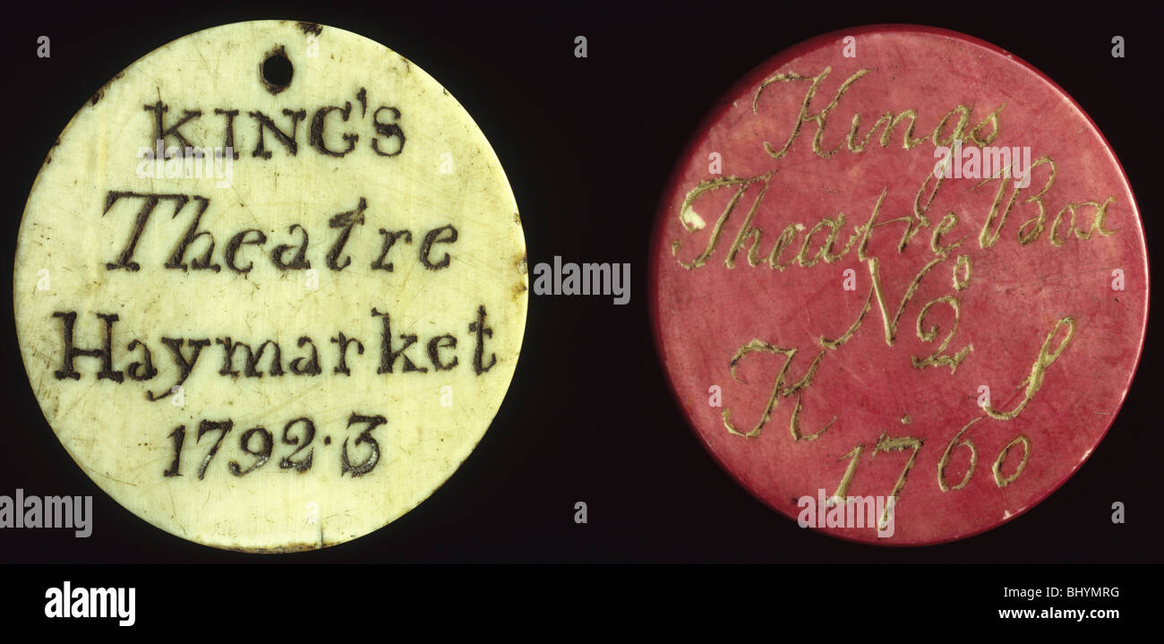 I token di abbonamento per il King's theatre, Haymarket, Londra, XVIII secolo. Artista: sconosciuto Foto Stock
