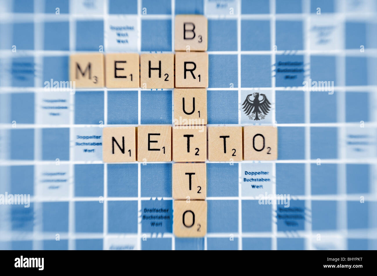 Le parole lordo - net composta di piastrelle, Symbolphoto tax Foto Stock