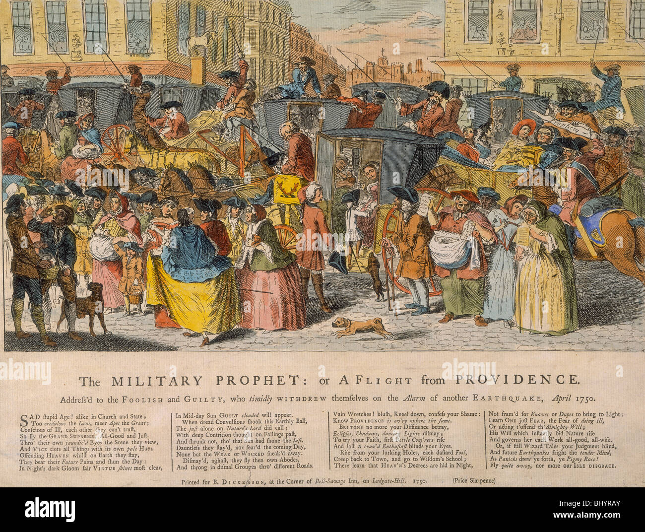 " Il Profeta militare: o un volo dalla Provvidenza", 1750. Artista: sconosciuto Foto Stock