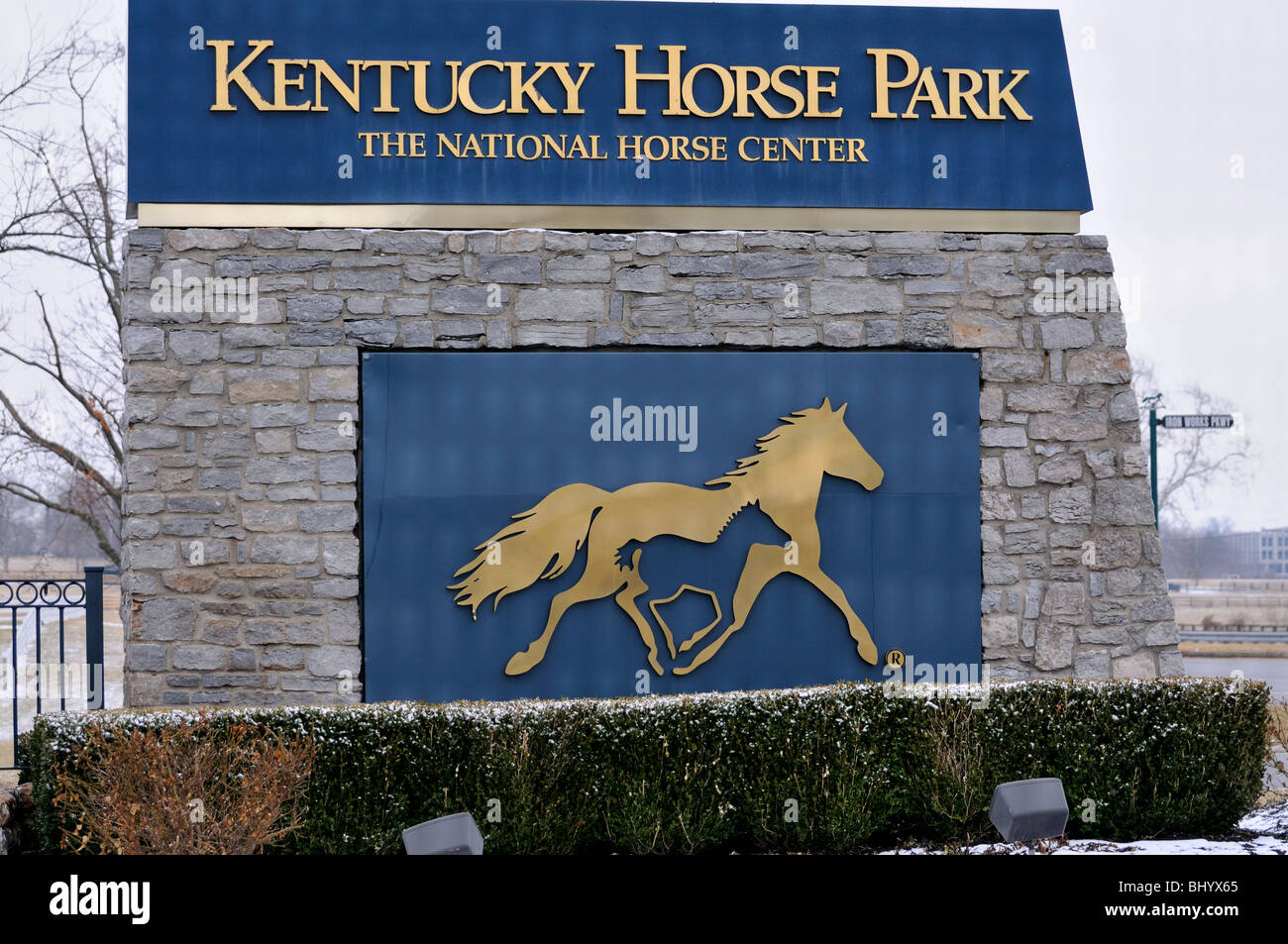 Ingresso firmare all'entrata per il Kentucky Horse Park in Lexington, Kentucky negli Stati Uniti Foto Stock