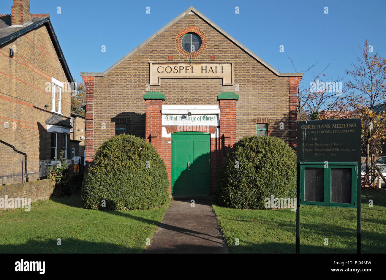Il Vangelo Hall, un meeting cristiano hall di Hounslow, West London, Regno Unito. Foto Stock