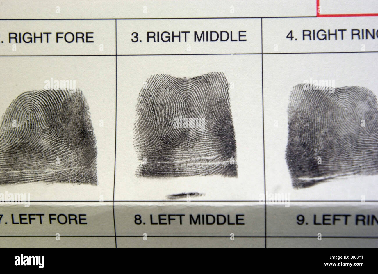 La polizia di finger print forma REGNO UNITO Foto Stock