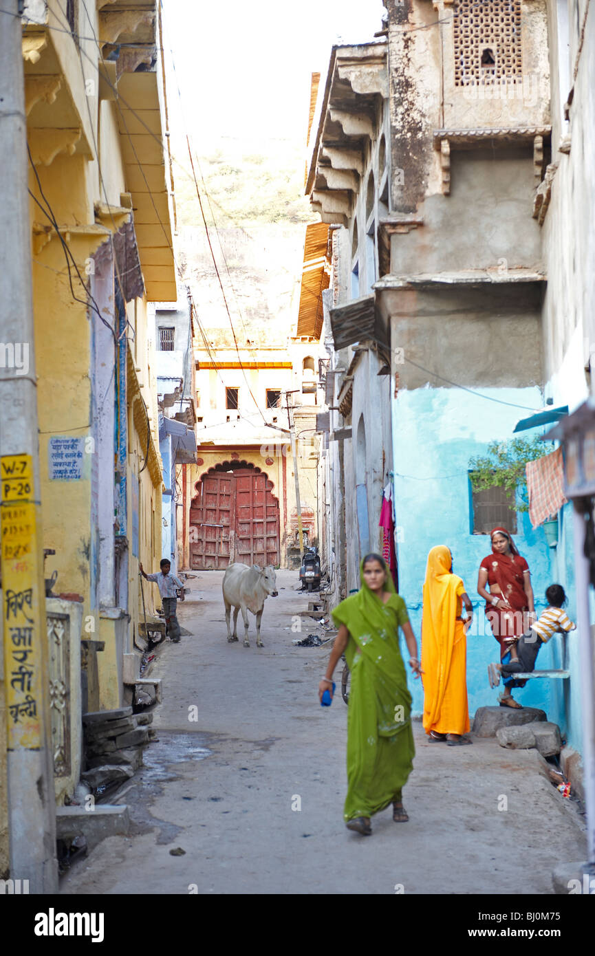 Streetscene bundi Rajasthan in India Foto Stock