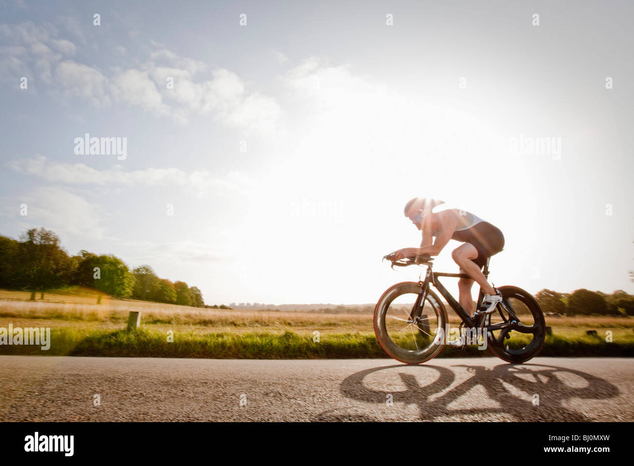 ciclista sulla strada Foto Stock