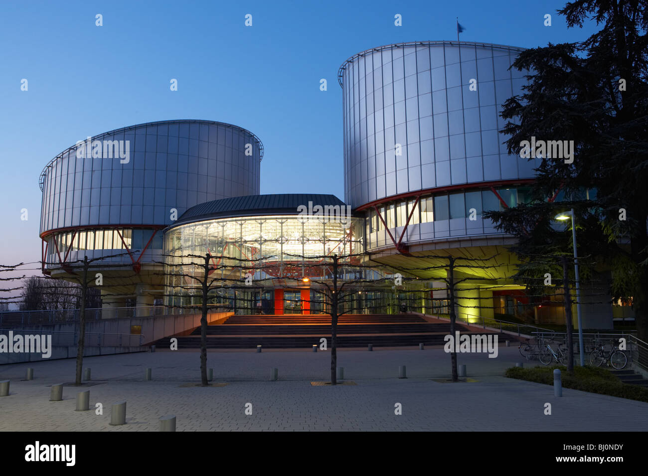 Corte europea dei diritti dell' uomo in serata, Strasburgo, Francia Foto Stock