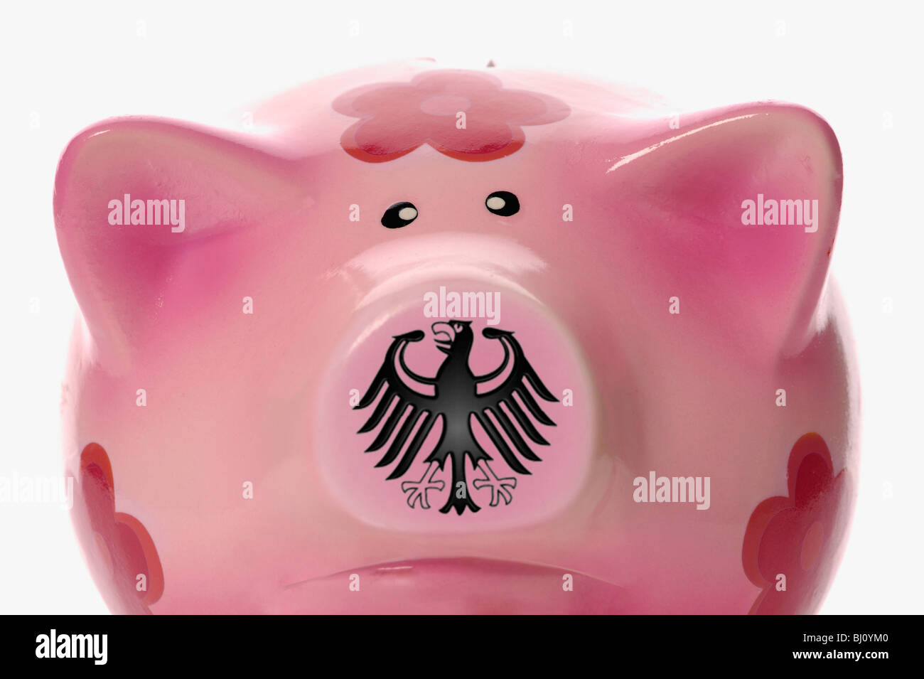 Salvadanaio con aquila simbolo foto fondo sanitario Foto Stock