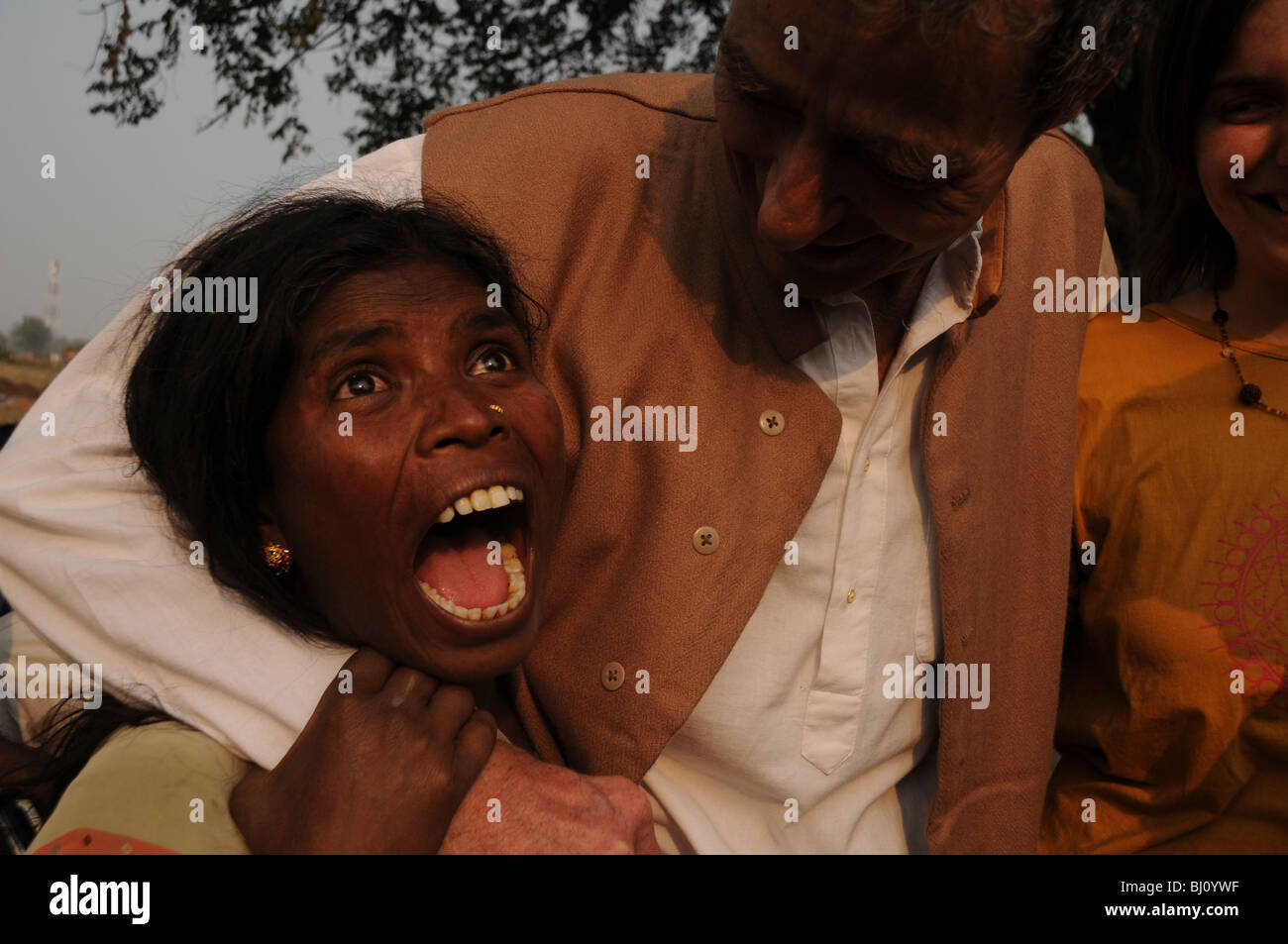 Due amici a condividere uno scherzo Foto Stock