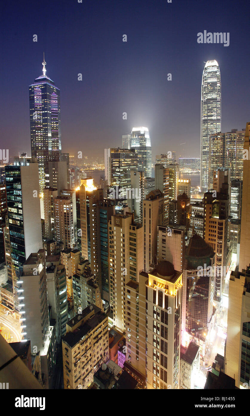 Cityscape di sera, Hong Kong, Cina Foto Stock