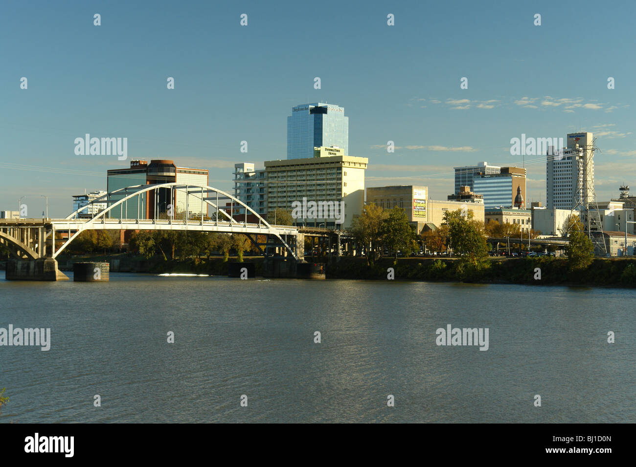 Little Rock, AR, Arkansas, Arkansas River, skyline del centro Foto Stock