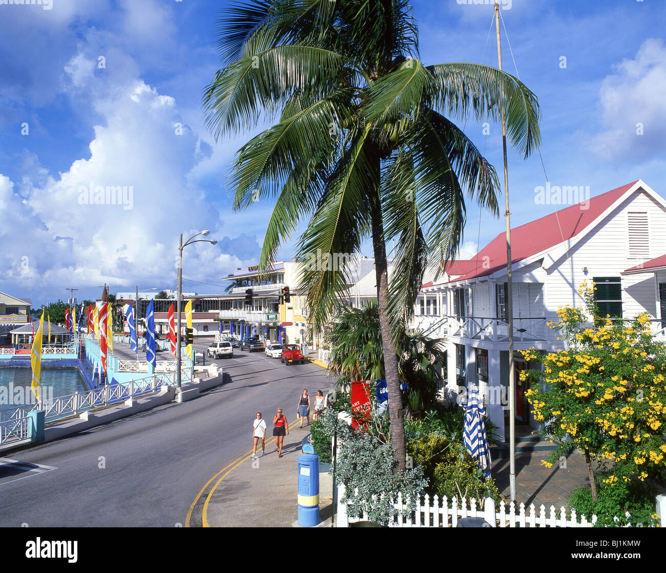Vista fronte mare, George Town, Grand Cayman, Isole Cayman, Isole dei Caraibi Foto Stock