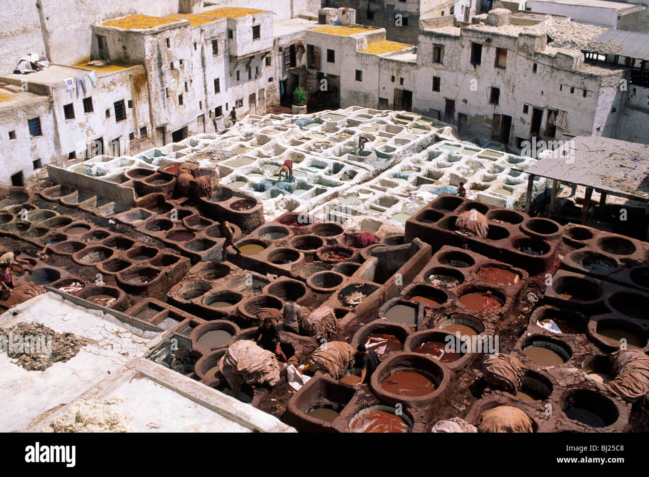 Marocco, Fès, conceria Chouara Foto Stock