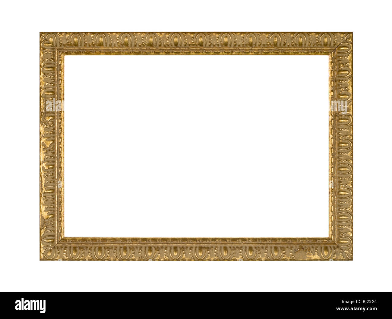 La cornice in oro con intricati design ornati, isolato su bianco. Foto Stock