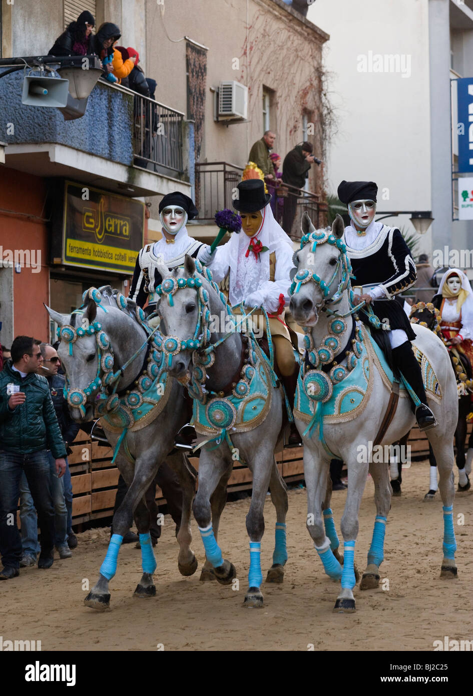 Horse Sartiglia Sardegna Italia Festival della tradizione Foto Stock