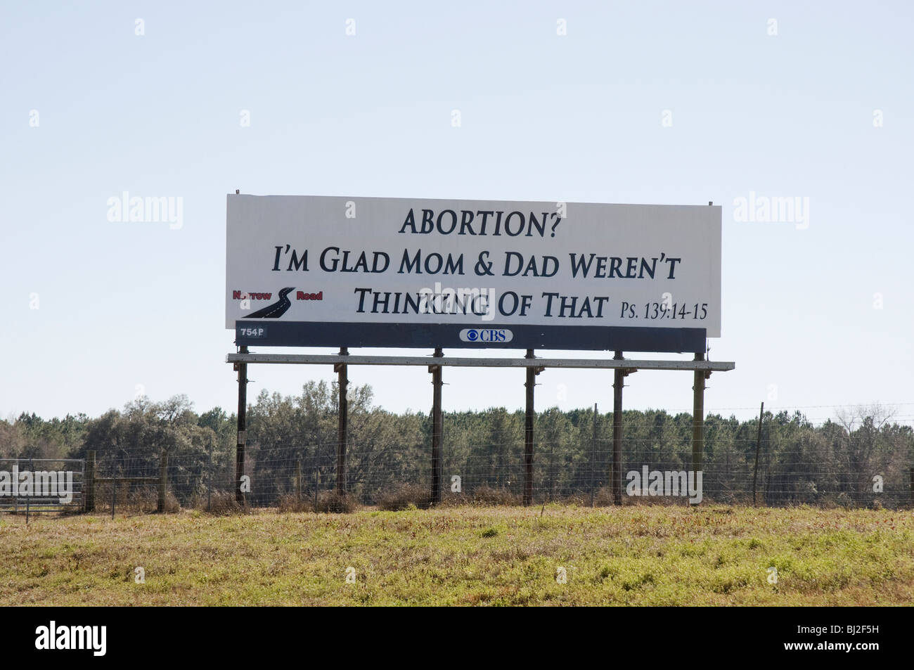 Anti aborto billboard accanto all'autostrada interstatale I-75 North Florida Foto Stock