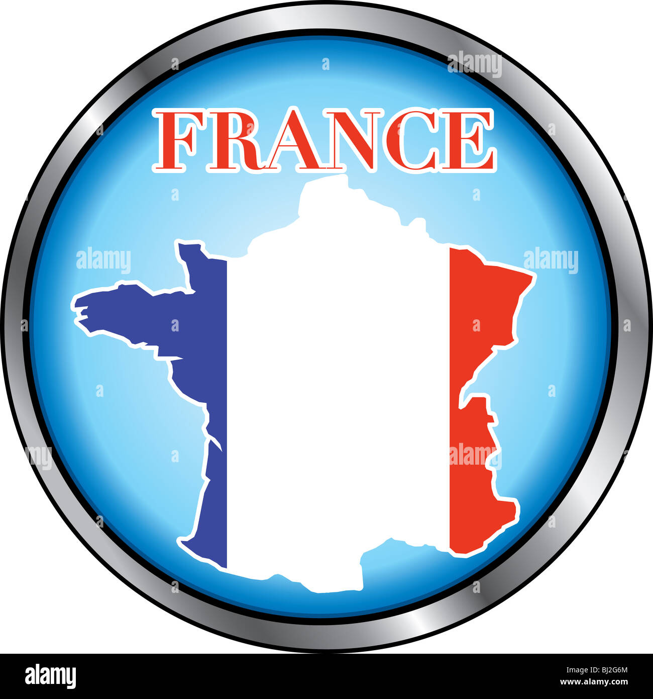 Illustrazione Vettoriale per la Francia, tasto rotondo. Usato Didot font. Foto Stock