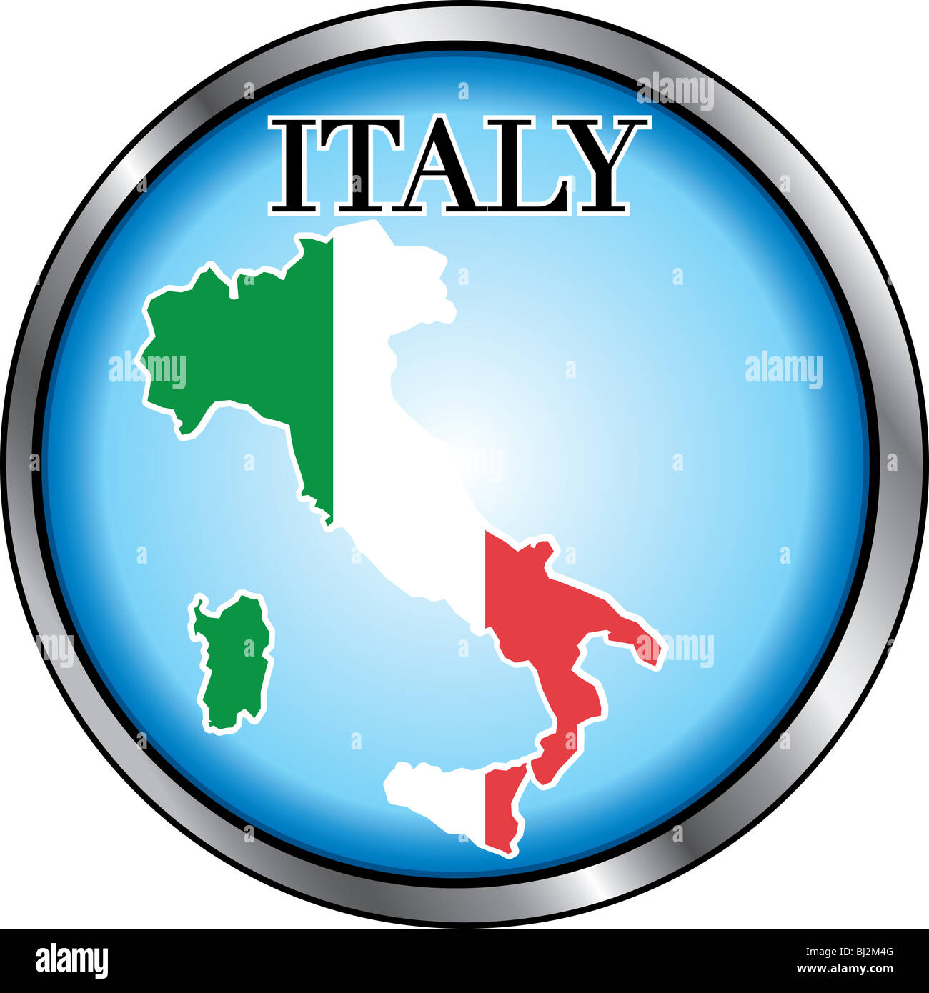 Illustrazione Vettoriale per l'Italia, tasto rotondo. Usato Didot font. Foto Stock