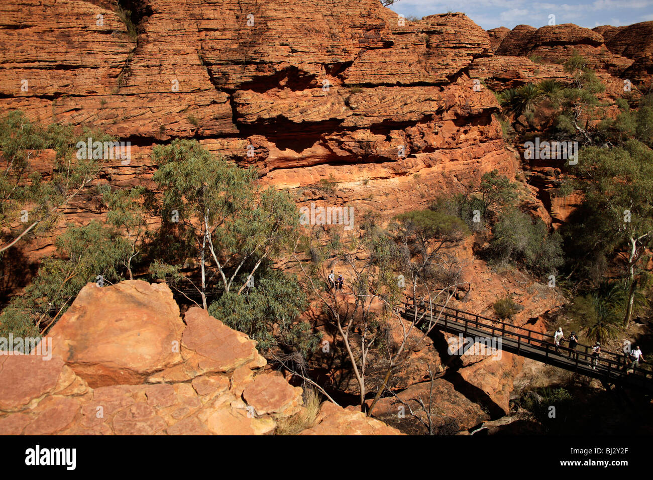 Gruppo turistico al Kings Canyon, parte del Parco Nazionale Watarrka , Territorio del Nord, l'Australia Foto Stock