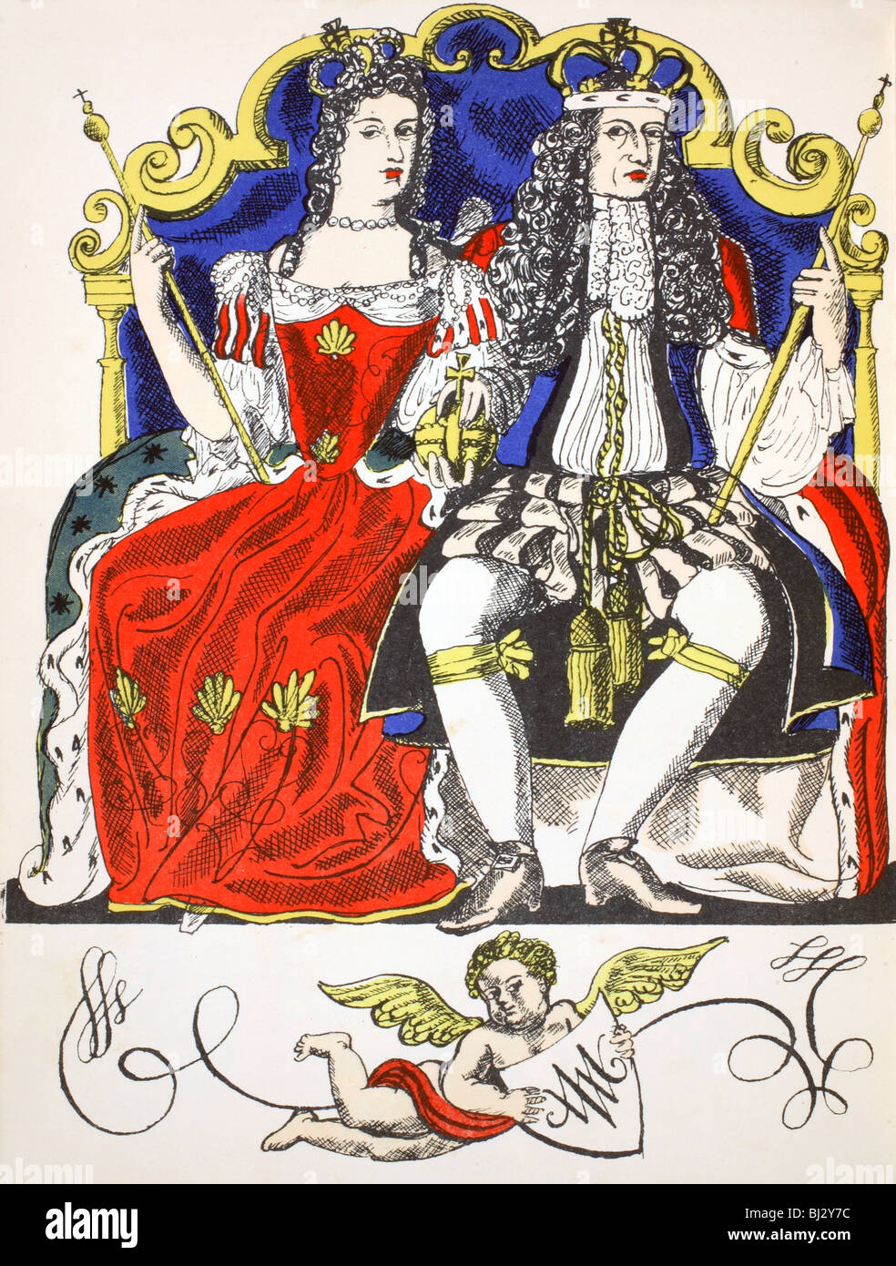 Guglielmo III e Maria II, re e regina di Gran Bretagna e Irlanda dal 1688, (1932). Artista: Rosalind Thornycroft Foto Stock