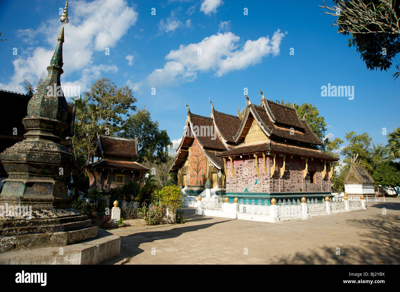 La Cappella Rossa il Wat Xiang Thong a Luang Prabang, Laos Foto Stock