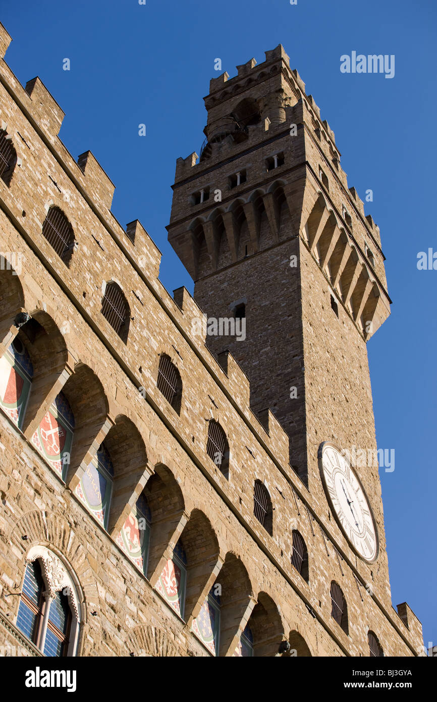 L'Italia, Toscana, Firenze, Piazza della Signoria e il Palazzo Vecchio Foto Stock