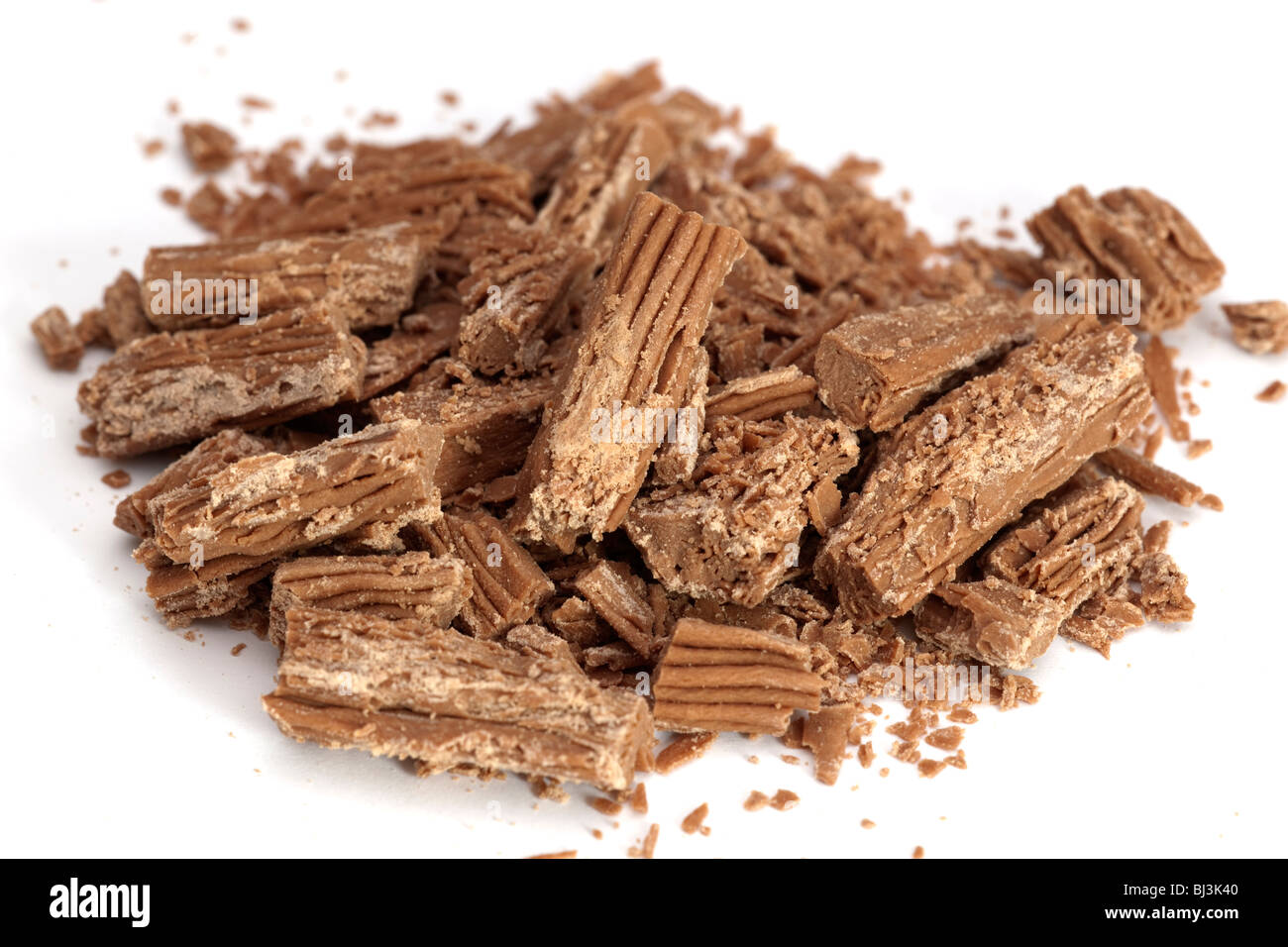 Pila di sbriciolato il cioccolato in scaglie Foto Stock