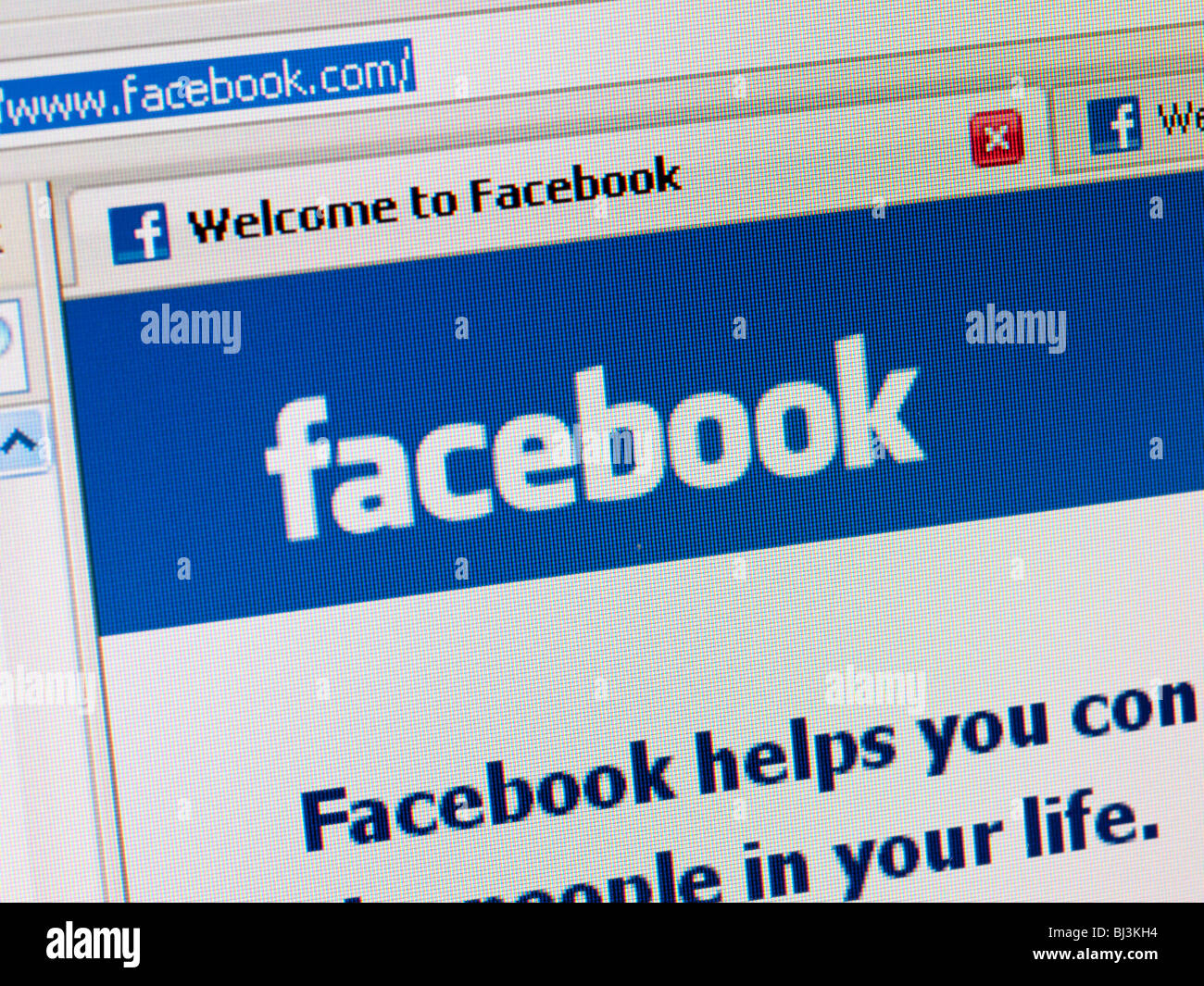 Facebook social network internet website Homepage close-up Foto Stock