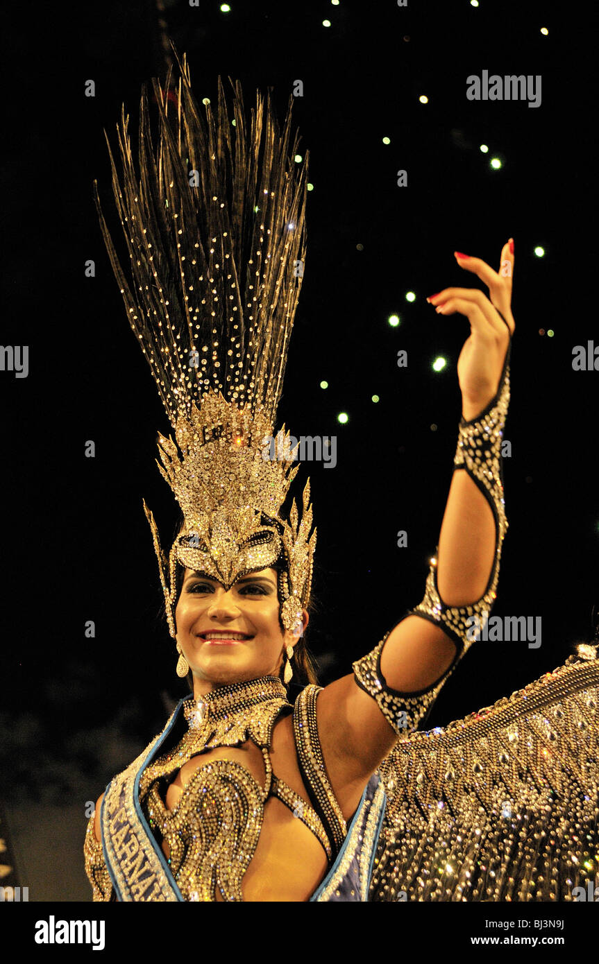 Danzatrice presso il carnevale di Rio de Janeiro 2010, Brasile, Sud America Foto Stock