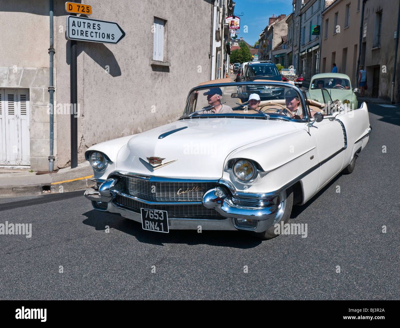 American Cadillac autovettura convertibile sul piacere run - Indre-et-Loire, Francia. Foto Stock