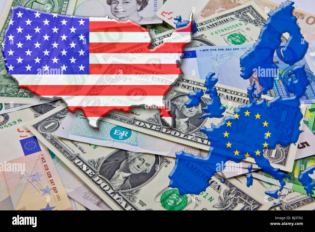 Accordo SWIFT America e Europa, lo scambio di dati durante il pagamento Foto Stock