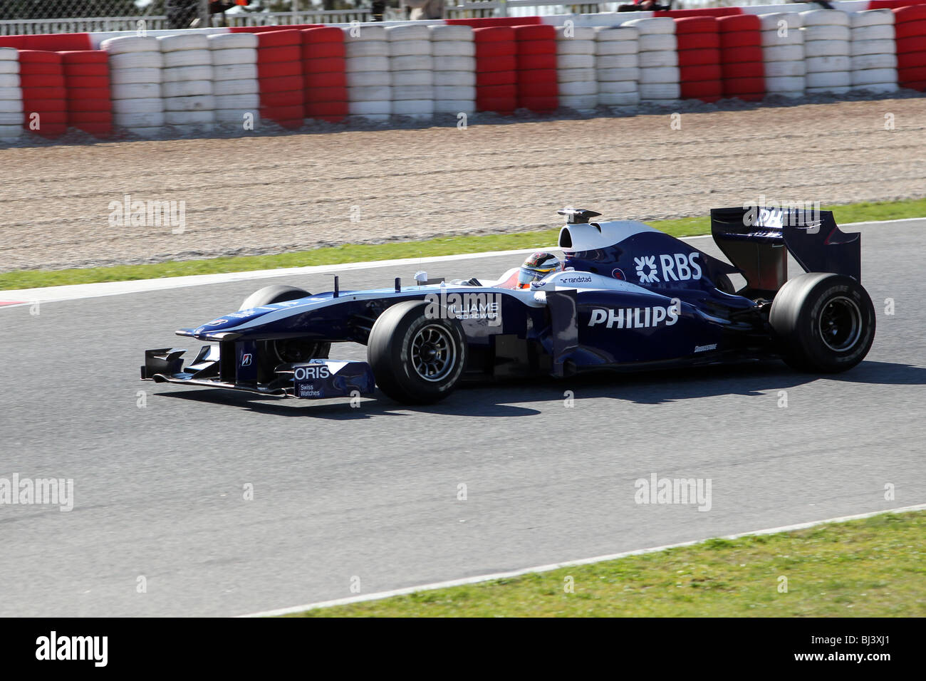 Nico Huelkenberg guida per il 2010 Williams-Cosworth team di Formula Uno sul circuito del Montmelò di Barcellona, Spagna Foto Stock