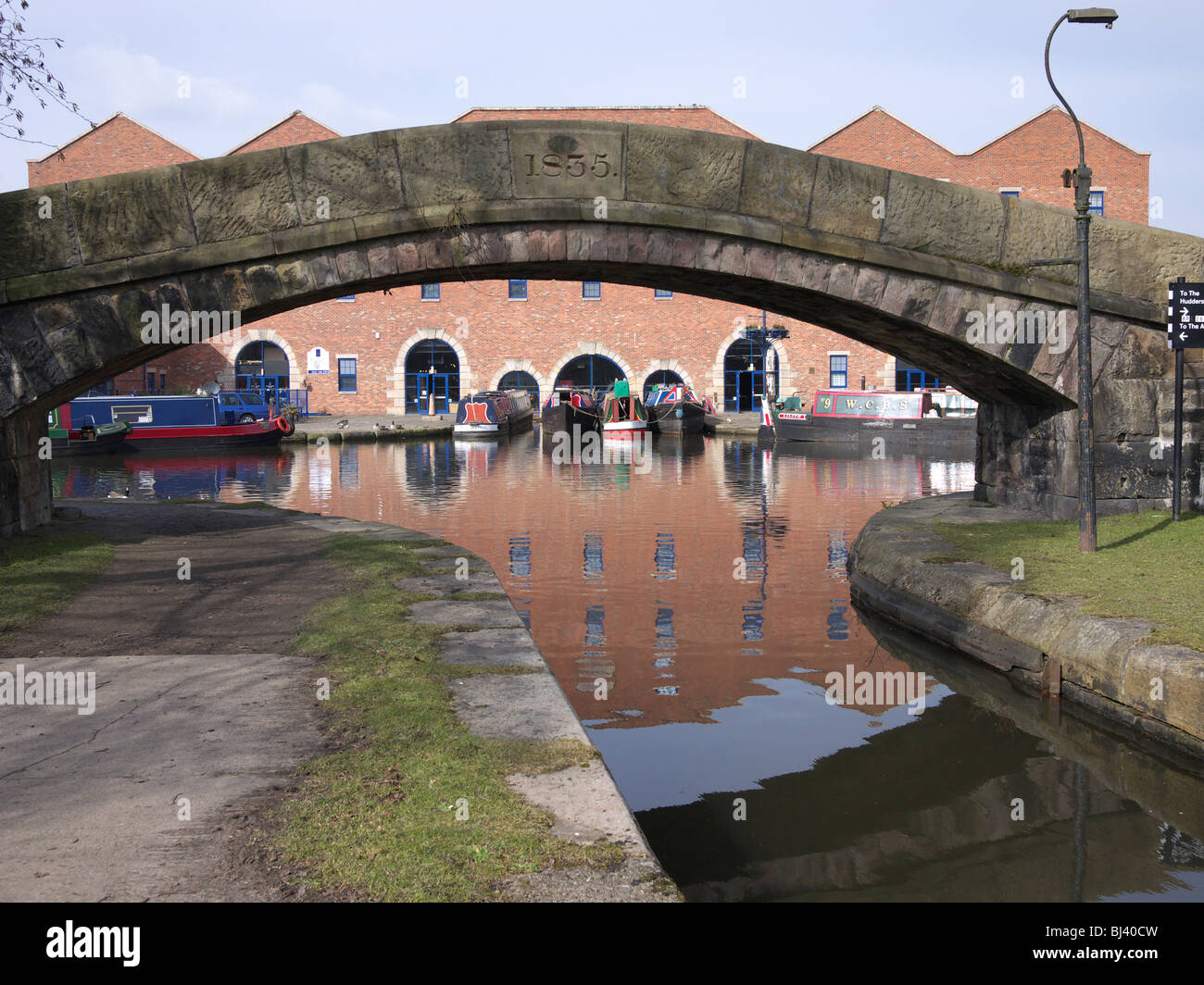 Portland Basin,Heritage Centre e ormeggi chiatta, Ashton-under Lyne, Lancashire, Inghilterra, Regno Unito Foto Stock