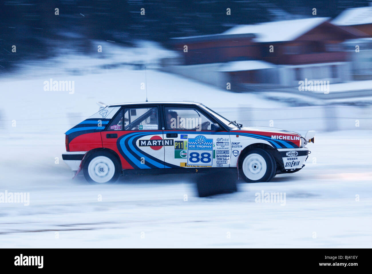 Lancia Delta Integrale Martini, ex World Rally Championship Auto, auto classiche inverno gara, Historic Ice Trophy 2010, Altenm Foto Stock