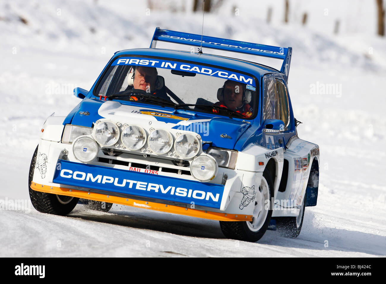 MG Metro 6R4, costruito nel 1986, ex World Rally Championship Auto, auto classiche inverno gara, Historic Ice Trophy 2010, Altenmark Foto Stock
