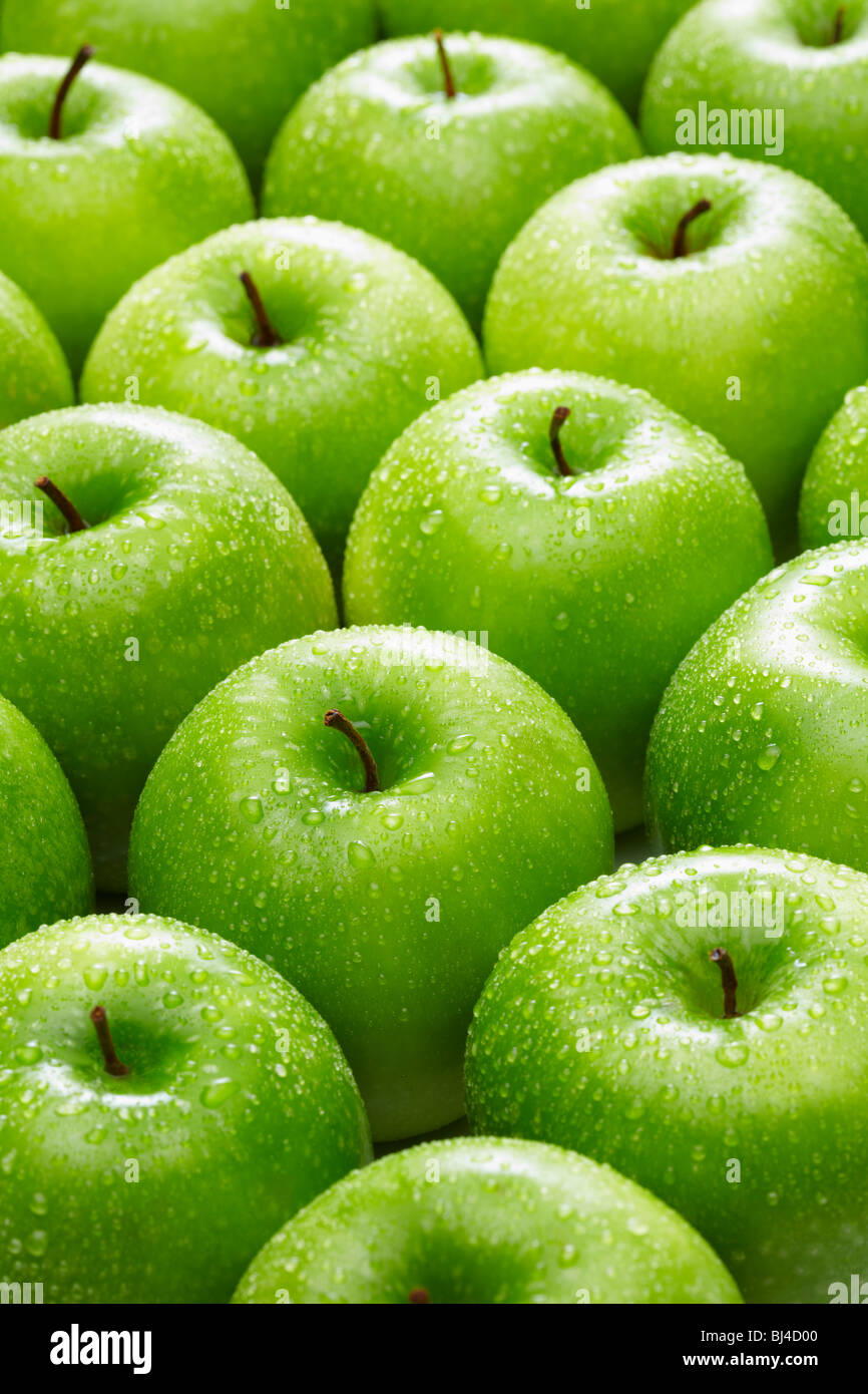 Fresco verde le mele Granny Smith Foto Stock