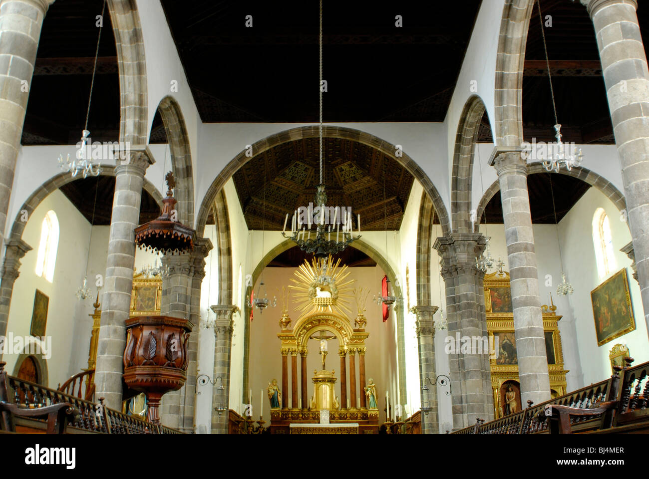 Spagna Isole Canarie Tenerife Garachico, Matriz de Santa Ana chiesa, interno Foto Stock
