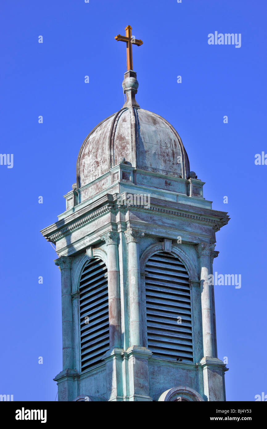 Il campanile della chiesa di Long Island, NY Foto Stock