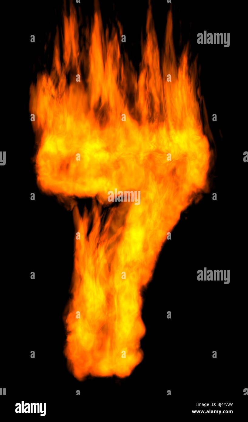 La masterizzazione di 7 isolato su nero Foto Stock