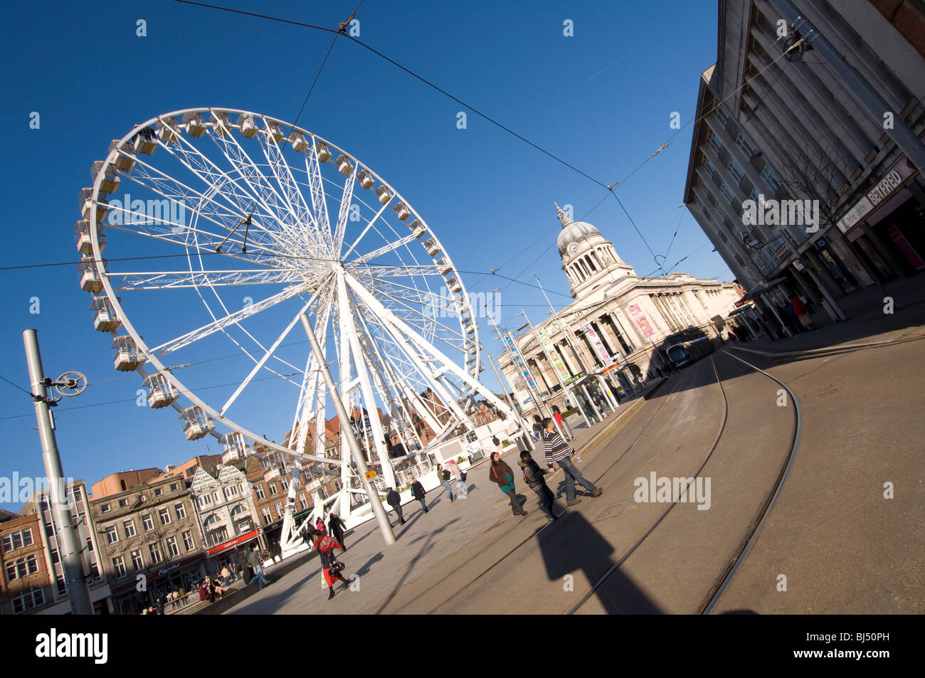 Nottingham occhio in Piazza del Mercato con il Consiglio House Foto Stock