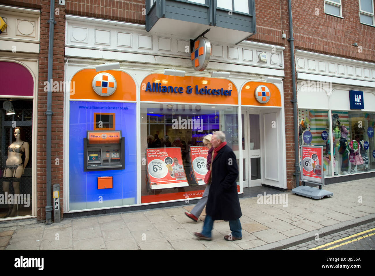 Alliance e Leicester high street bank Foto Stock