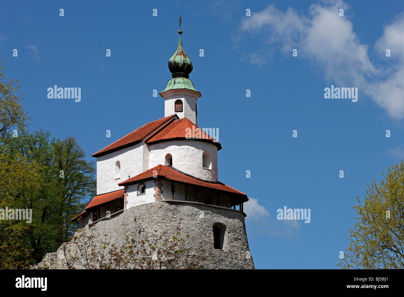 Kamnik,Mali Grad,piccolo castello,cappella romanica,11th-XV secolo,Slovenia Foto Stock