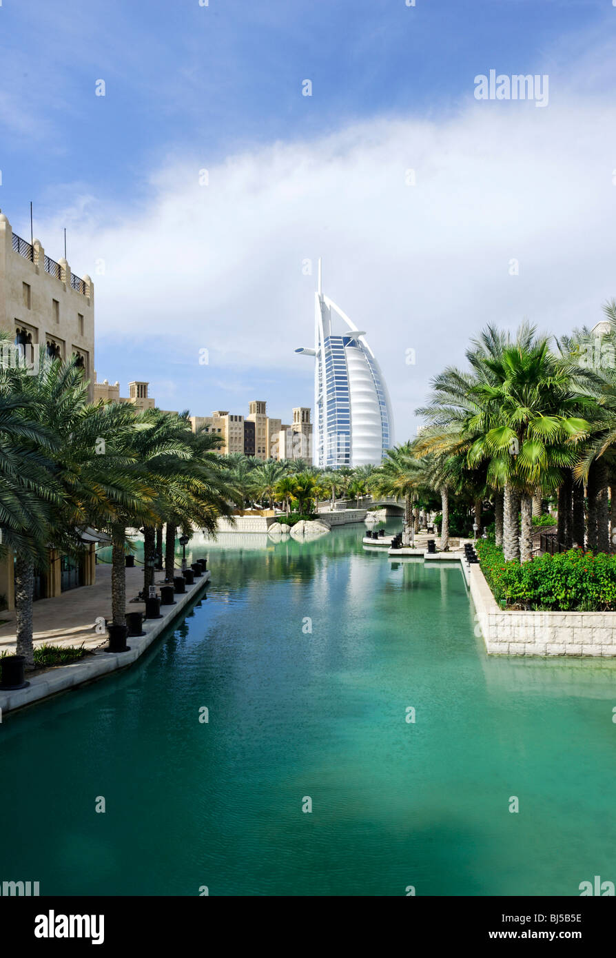 Il Burj Al Arab hotel di 7 stelle, Jumeirah, Dubai, Emirati Arabi Uniti, Medio Oriente Foto Stock