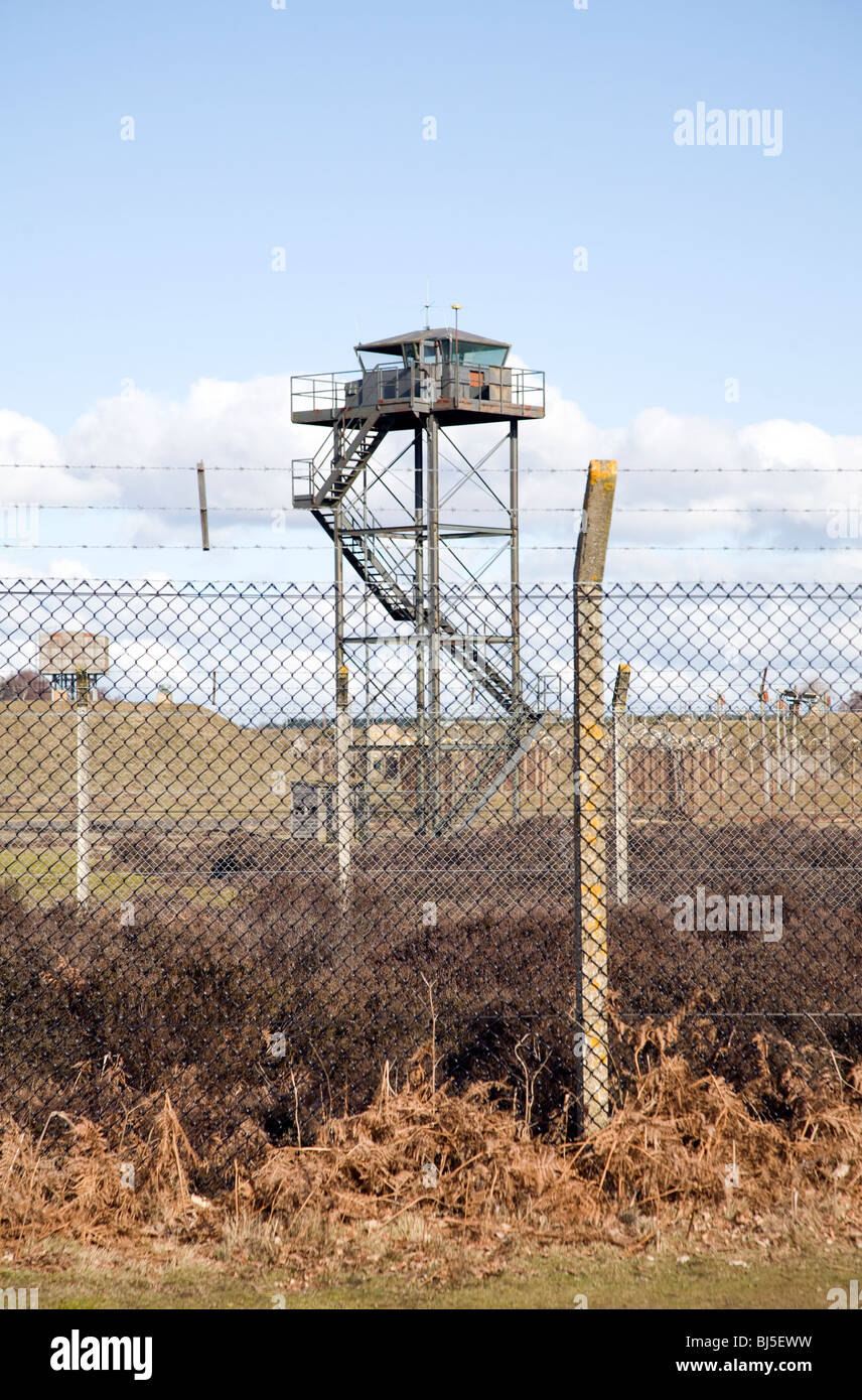 Protezione del perimetro della recinzione ex USAF Woodbridge, Suffolk, Inghilterra Foto Stock