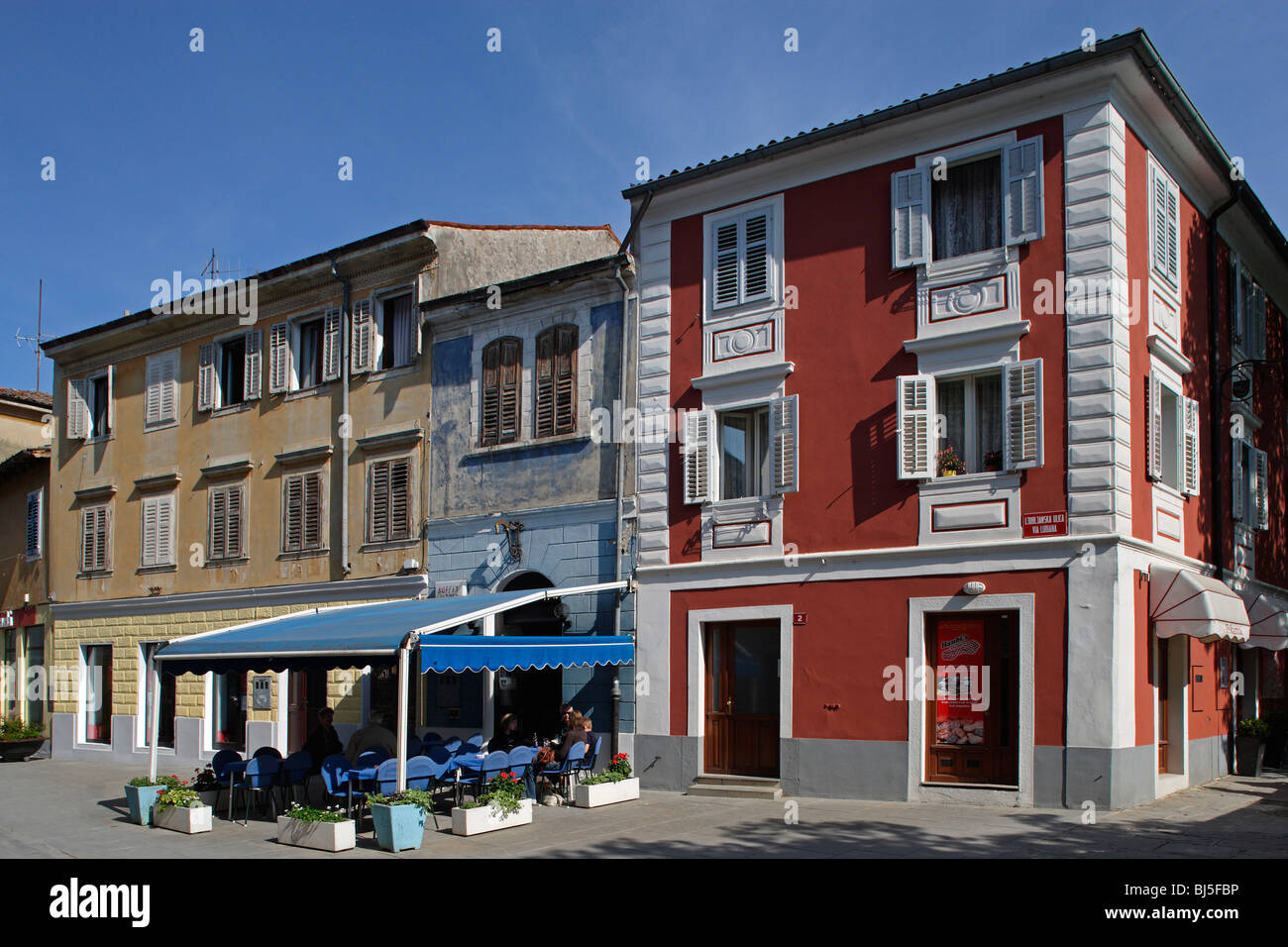 Izola,Isola,città vecchia,case tipiche,stile italiano,Slovenia Foto Stock