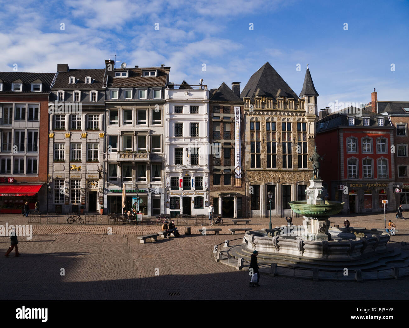 Le vecchie case a Markt di Aachen. Renania settentrionale-Vestfalia (Germania). Foto Stock