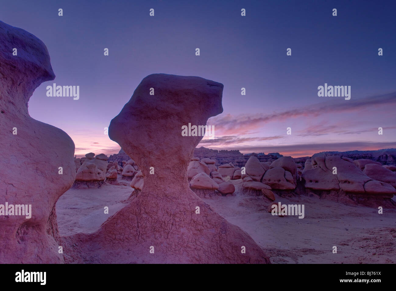 Hoodoos prima dell'alba, Goblin parco statale, Utah, Stati Uniti d'America Foto Stock