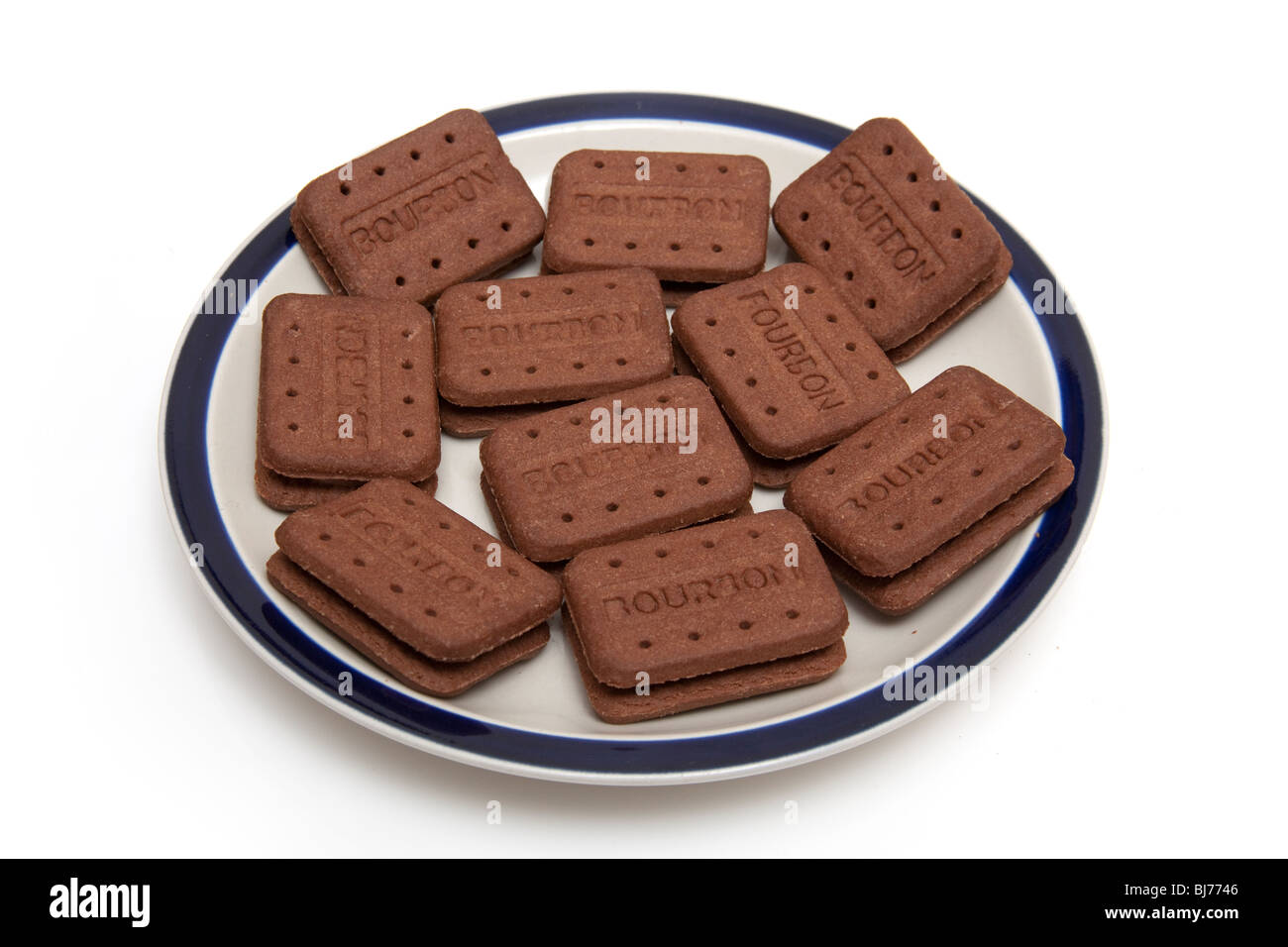 Cioccolato biscotti di Borbone isolato su un bianco di sfondo per studio. Foto Stock